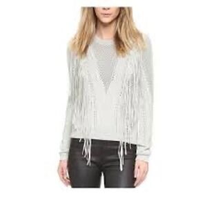 RONNY KOBO fringe knit sweater — small — cream /‎ neutral western boho